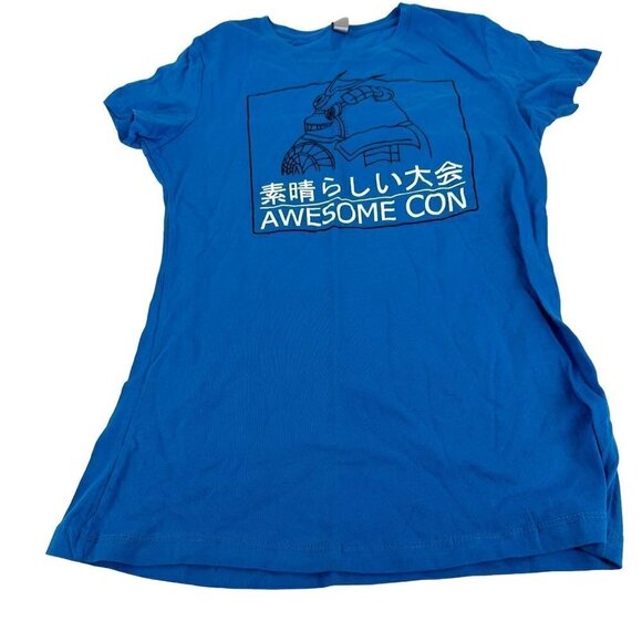 Awesome Con Blue Women's Fitted T-Shirt  Crew Neck Size Large - Picture 1 of 4